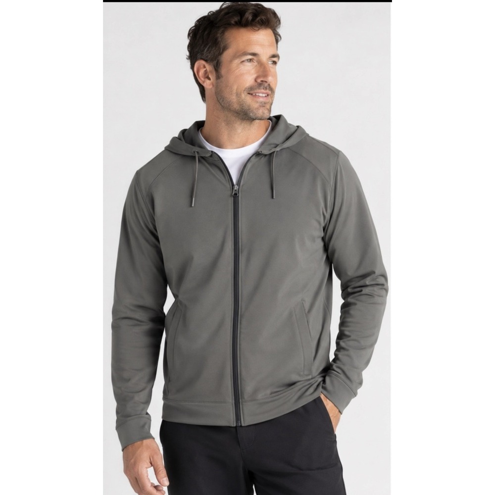 Rhone Men's Full Zip Hooded Hoodie Sweatshirt w/ Pockets Solid Gray XL